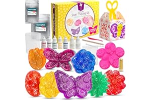 Pinwheel Crafts DIY Soap Making Kit for Kids Ages 5 6 7 8-12+ with Molds, Scents, Dye, Glitter, Foaming Net - Flower Soap Making Kits for Adults Beginners Great for Science Projects and Crafts