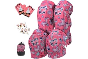 Simply Kids Soft Kids Knee and Elbow Pads with Bike Gloves I Toddler Protective Gear Set w/Mesh Bag& Sticker I CSPC Certified