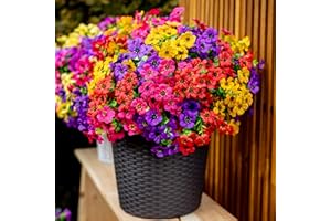 AXYLEX Artificial Flowers for Outdoors Fake Plants - 16 Bundles Faux Outside Greenery Boxwood UV Resistant Plastic Shrubs Decor (Mixed)