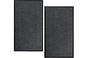 Vypart 2 Packs Door Mats,30 in x 17 in Stripe Ribbed Indoor Outdoor Mat,Low Profile Design,Durable Rugs for Front Door,Entryway,Garage,Patio,High Traffic Areas,Grey