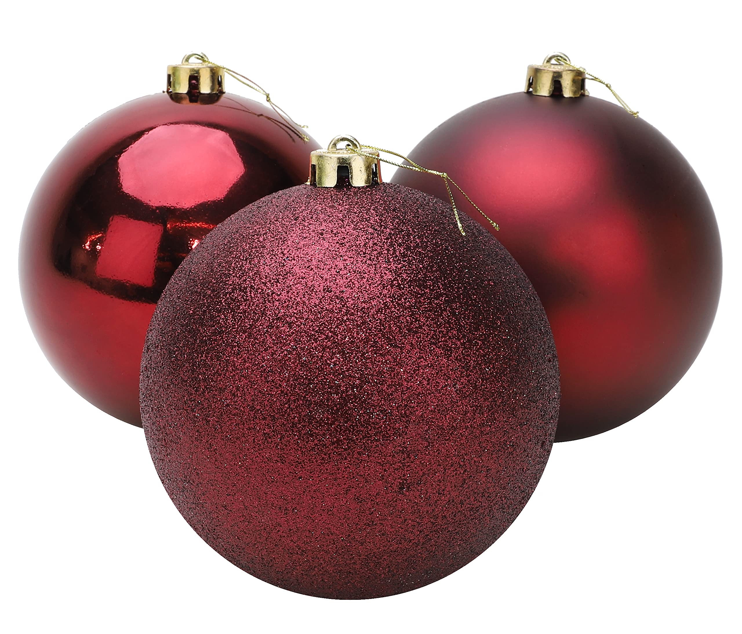 Christmas Concepts® 3-150mm (6") Extra Large Baubles - Shiny, Matte & Glitter Design - Christmas Decorations (Rioja Red)