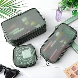 Weewooday 4 Pcs Mesh Makeup Bag Mesh Cosmetic Bag