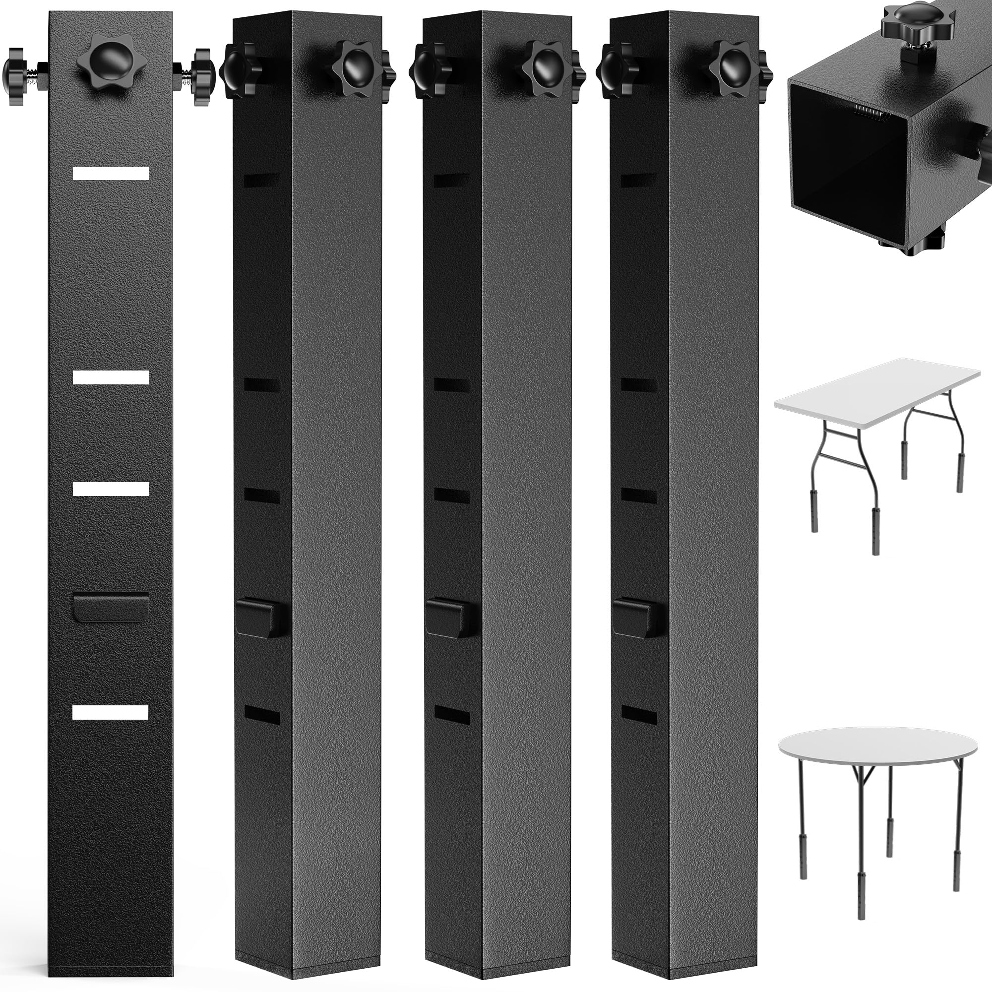 Photo 1 of Laowu 4 Pcs Folding Table Risers for Table Legs, Folding Table Leg Extenders, 5 Levels Adjustable Height Extensions Rise Table Straight/Bent Legs 4.8?6.7?8.7?10.8?14.2in for Treating Your Back Pain