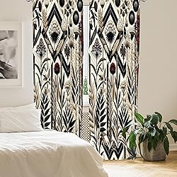 Ambesonne Leafy Art Window Curtains, Modern Boho