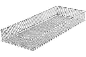 YBM HOME Silver Mesh Drawer Cabinet and or Shelf Organizer Bins, School Supply Holder Office Desktop Organizer Basket 1611s (1, 6x15x2 Inch)