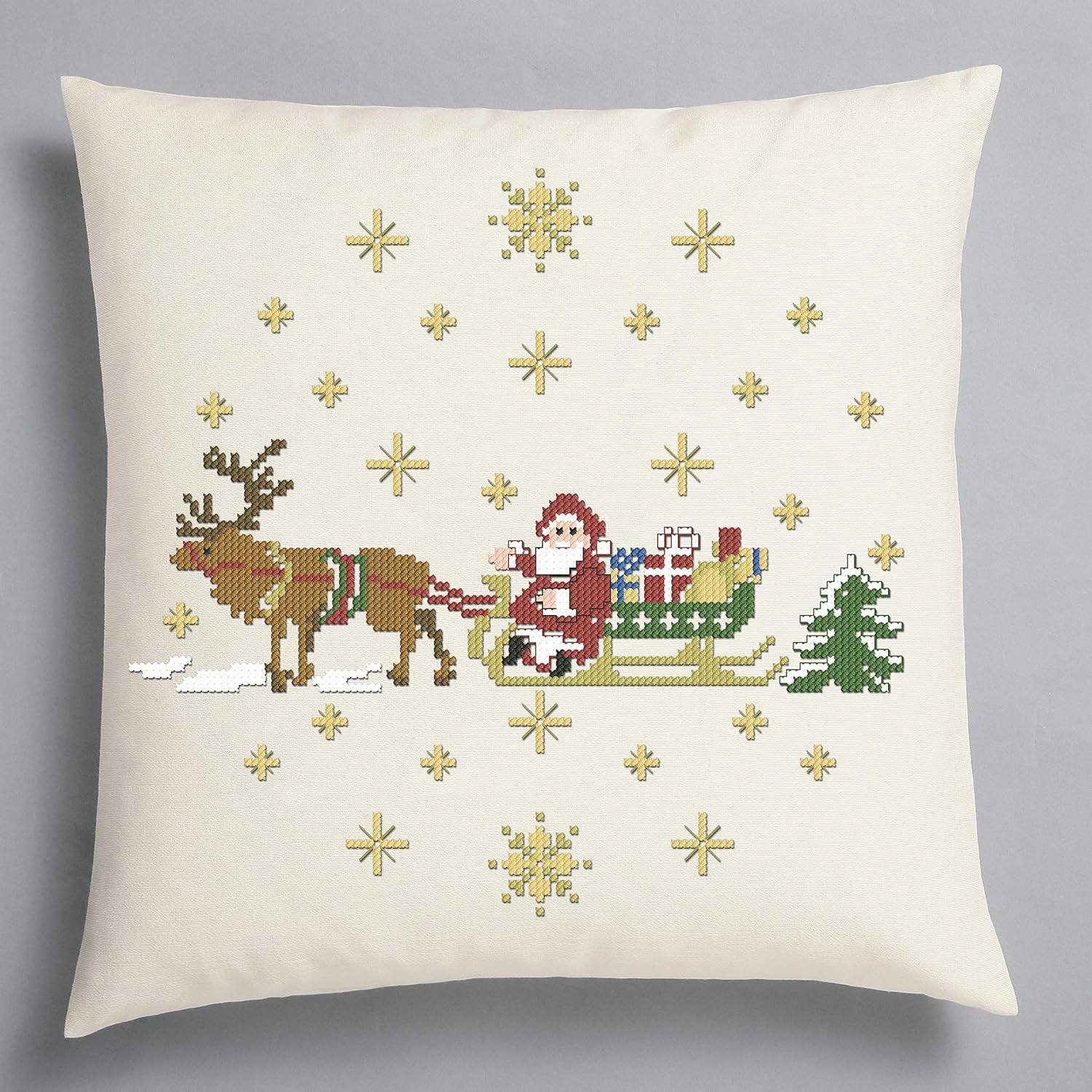 Centrotavola Natalizi A Punto Croce.Kamaca Kit Per Ricamo A Punto Croce Motivo Natalizio Con Renna E Babbo Natale 100 Cotone Amazon It Casa E Cucina