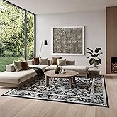 Nourison Home Dekor Slate/Ivory 7'10" x 9'10" Area Rug - Easy Clean, Non Shedding, Bed Room, Living Room, Dining Room, Kitche