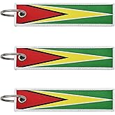 LLBFHH 3 Pcs Guyana Guyanese Country Flag Keychain,Woven label Key Chains for Car Keys,Fabric Key Chains Men and Women,Used for Various Decorations.