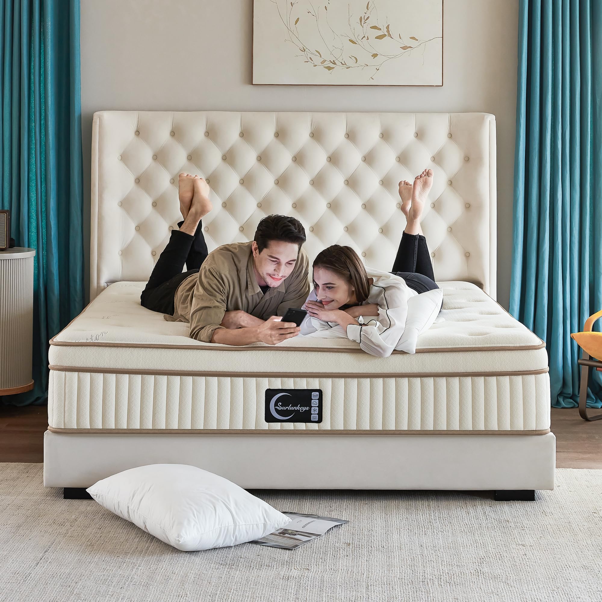 SURLUNKEYS Gel Foam Hybrid Mattress - Euro Top 14 Inch Cal King ...