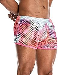 FIROTTII Mens Mesh Shorts Sexy Boxers See Through