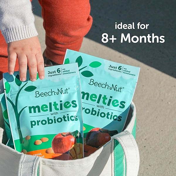 BEECH-NUT PROBIOTIC MELTIES BABY & TODDLER SNACK MELTS, PEAR MANGO SPINACH YOGURT, 1 OZ (7 PACK)