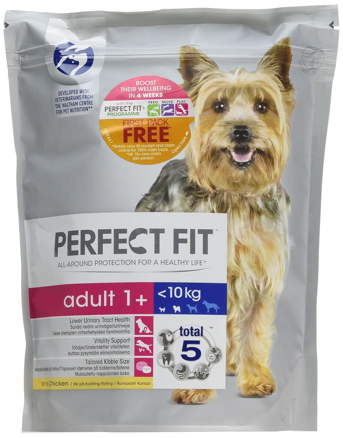 Perfect Fit Rich In Chicken Complete Dry Adult Dog Food, 825 G, Pack Of