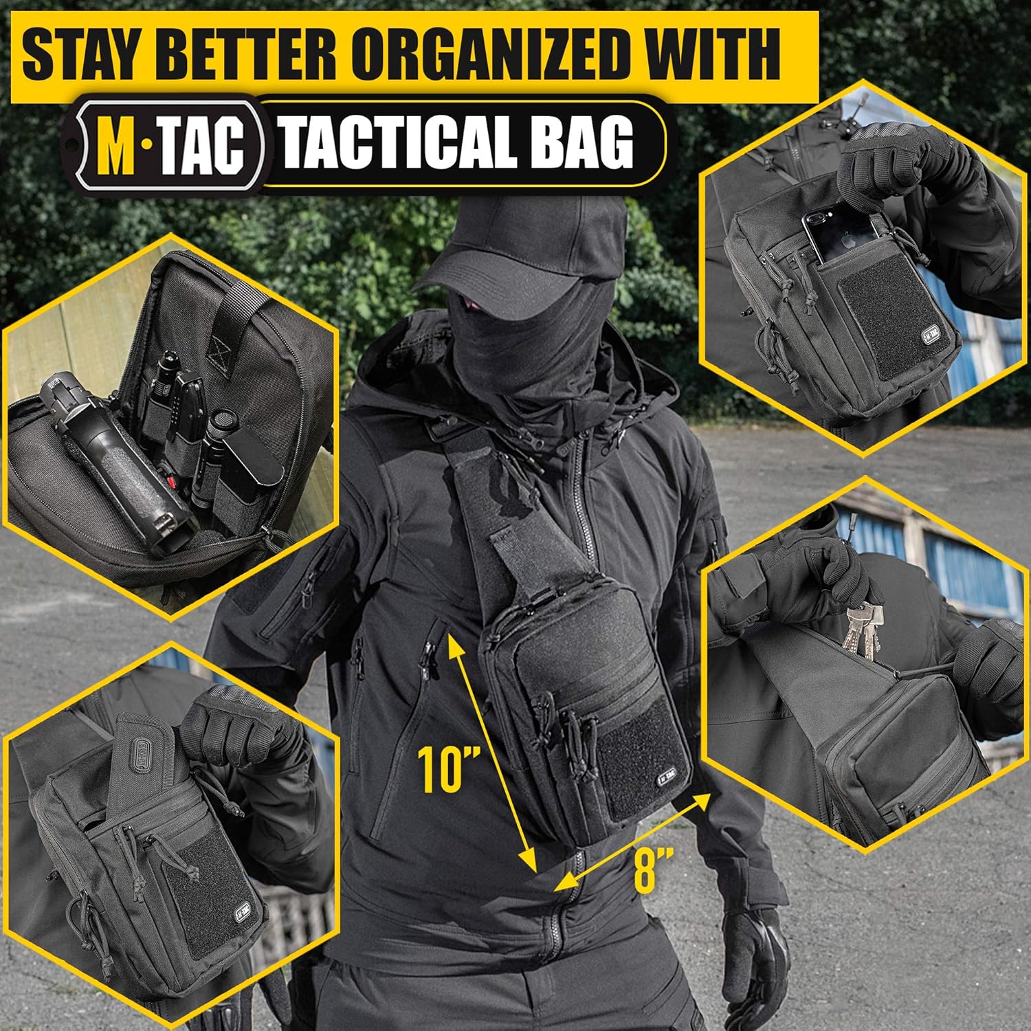 M-Tac Tactical Bag Shoulder Chest Pack with Sling for Concealed Carry of Handgun (Black) : Sports & Outdoors