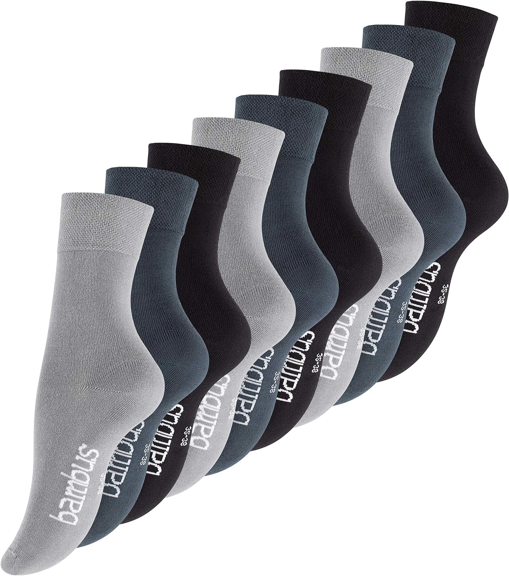 Vincent Creation6-9 Pair Women's & Men Plain Bamboo Socks with hand-linked toes, antibacterial