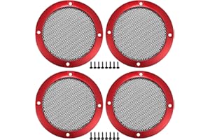 ACROPIX Universal 3" Car Speaker Grills Cover Mesh Round 3 Inch Audio Speaker Subwoofer Guard Protector Case with Mounting Screws Iron Red - Pack of 4