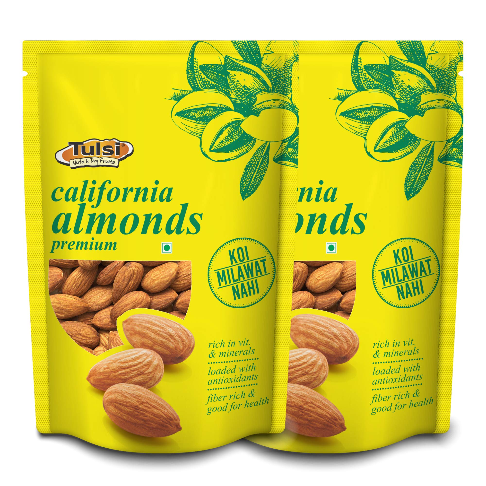 Sattva Life Tulsi California Almonds Premium 400Gm (200 g X 2)