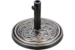 Simple Deluxe 24.2 lbs 17.72" Market Umbrella Base Heavy Duty Round Stand for Patio Outdoor, Deck, Bronze