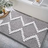 DEXDE Bathroom Rugs 30x20, Extra Soft Absorbent Microfiber Bath Rugs, Non Slip Quick Dry Rubber Backing Machine Washable Bath Mats for Bathroom Floor, Shower, Home Decor Accessories, Grey