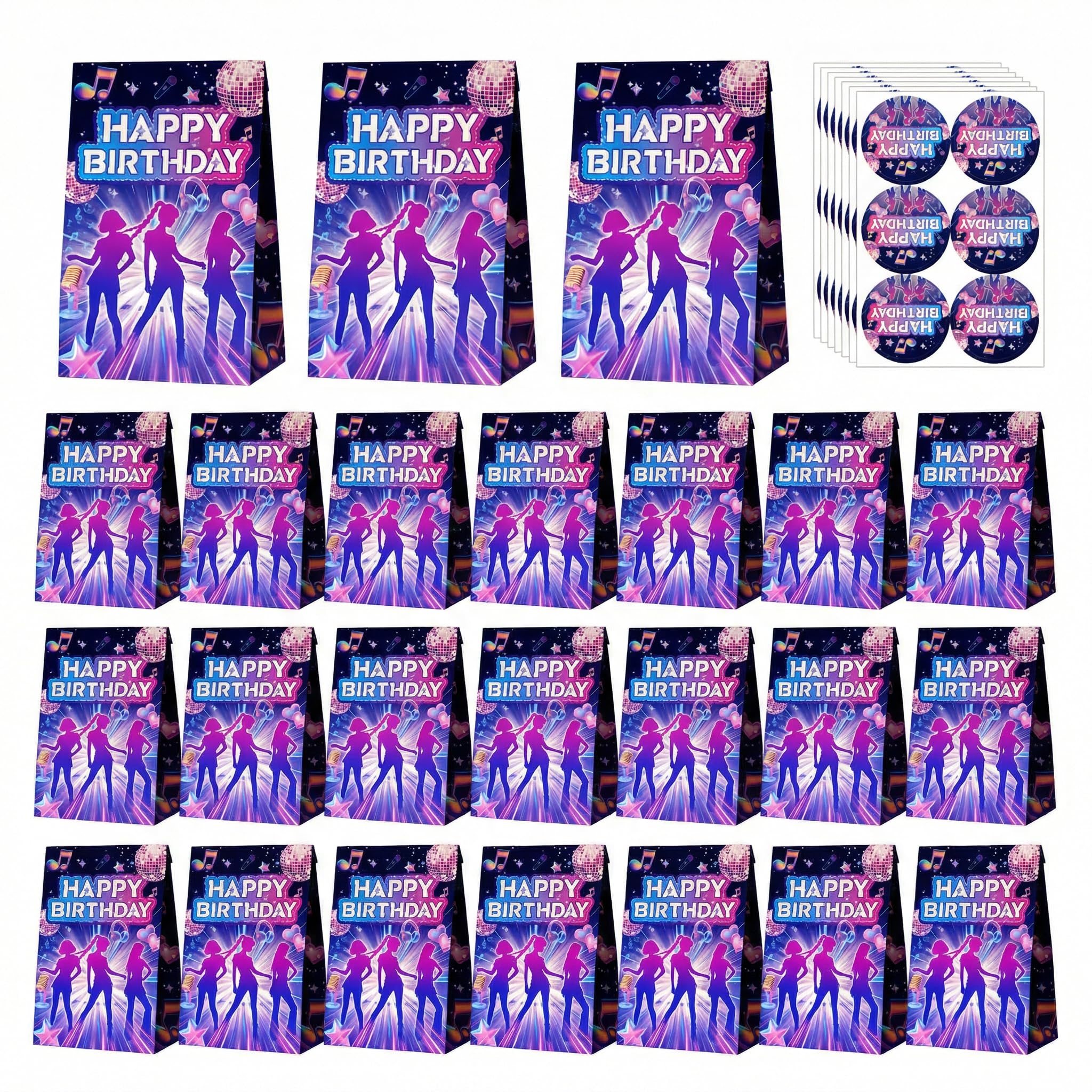 Photo 1 of 24 Set Kpop Theme Paper Gift Bags Kpop Birthday Party Favor Bag Kpop Themed Goodie Treat Bags-24 Pcs Kpop Gift Bags and 24 Pcs Kpop Stickers for Kpop Birthday Decorations Kpop Birthday Party Supplies Movie KpopThemed Birthday Party Decoration (Classic)