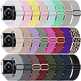 DMIGADIGLO 24 Pack Stretchy Nylon Band Compatible with Apple Watch Band 38mm 40mm 41mm 42mm 44mm 45mm 46mm 49mm Women Men, Adjustable Sport Elastic Replacement Strap for iWatch Series 10 9 8 7 6 5 4 3 2 1 SE Ultra