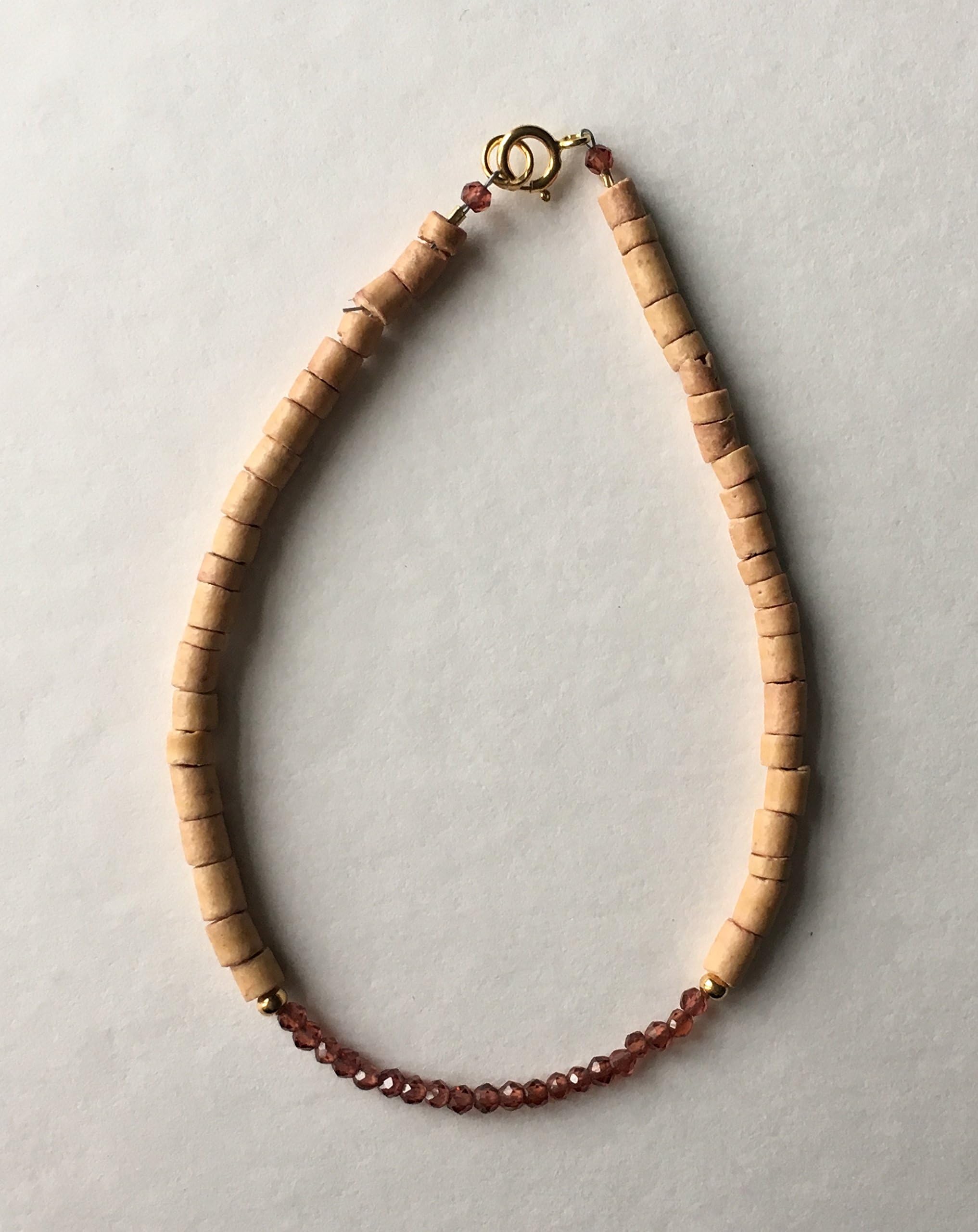 Genuine Natural Red Garnet, Coconut Shell & 14K Gold Fill Beaded Gemstone Bracelet - Delicate, Feminine, Minimalist, Understated | Real Gem Jewellery Boho | Birthday, Christmas, Gift, Anniversary