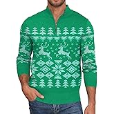 NITAGUT Mens Ugly Christmas Sweaters Funny Graphic Quarter Zip Sweaters Long Sleeve Knitted Pullover Sweaters