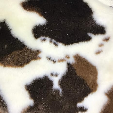 Amazon Haraishi柄物 Cow 牛柄生地 柔らかいファー生地 光沢あるフェイクファー 約160cm 50cmカット 布 生地 通販