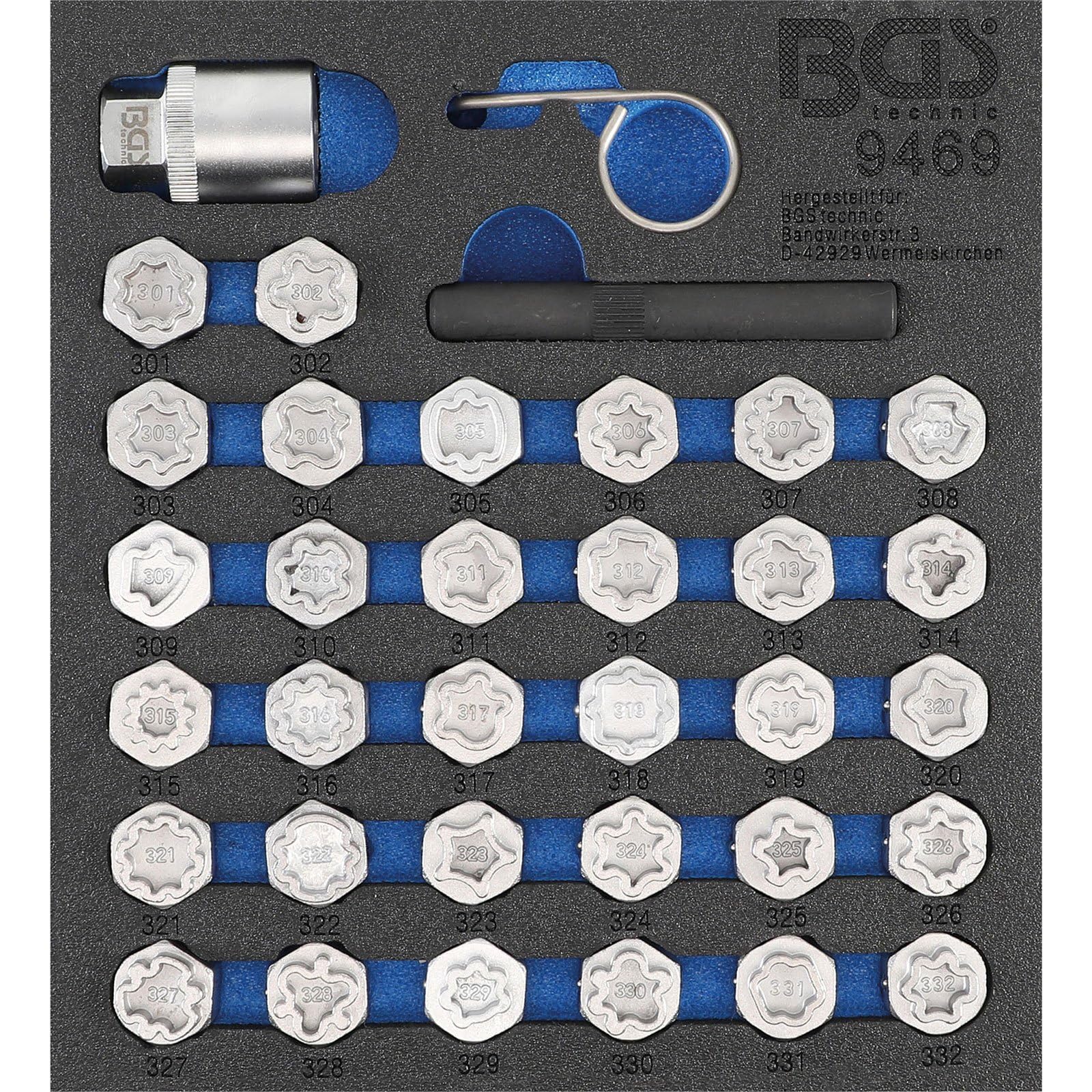 BGS 9469 | Tool Tray 1/6: Rim Lock Socket Set for Mercedes-Benz | 35 pcs.