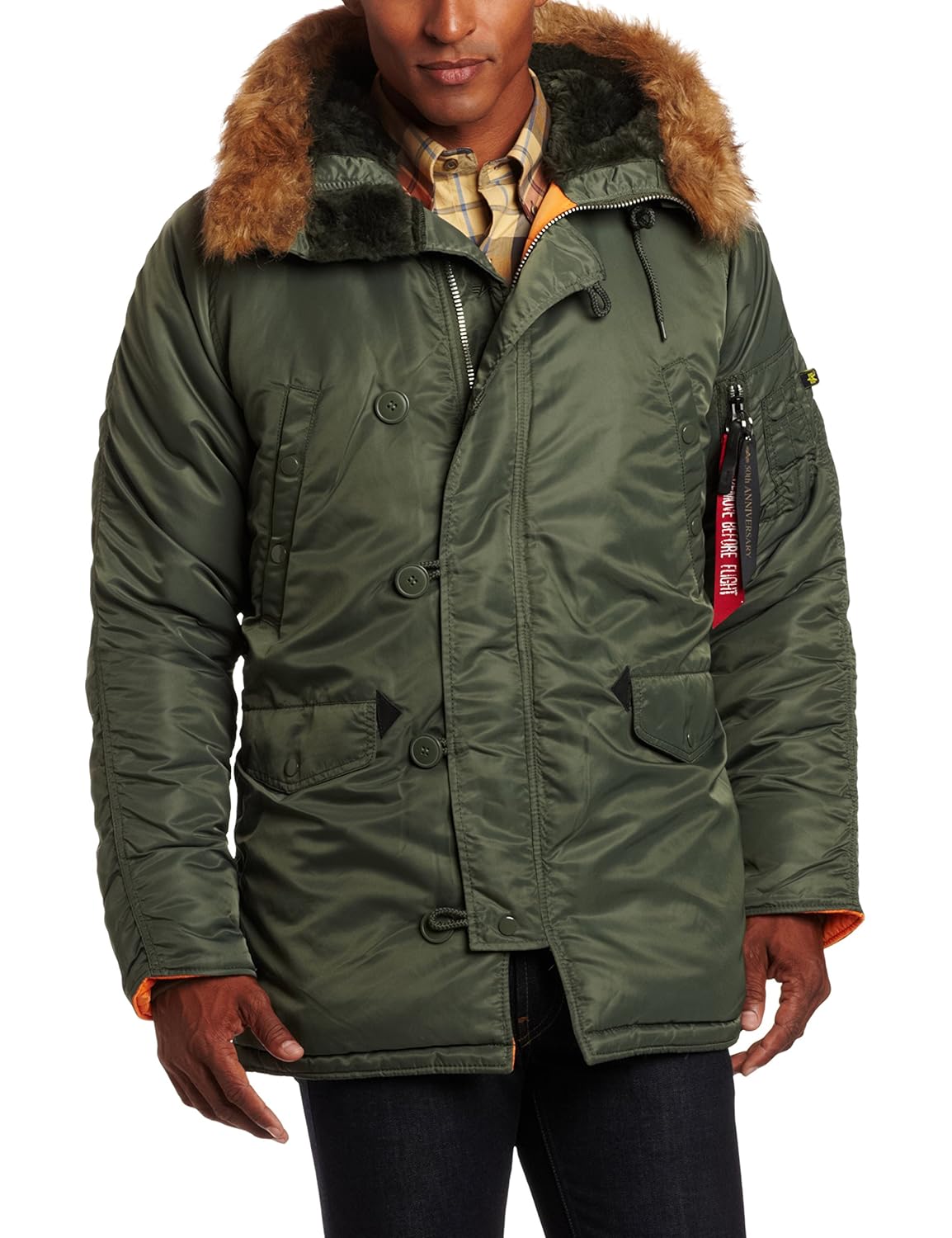 Buy ALPHA INDUSTRIES Men's N-3B Slim-Fit Parka Coat with Removable Faux-Fur Hood Trim at Amazon.in