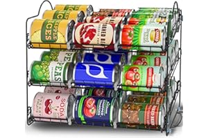 KICHLY Can Organizer, Pantry Storage Organizer for Kitchen, Stackable Storage Holds Up to 36 Cans, Black