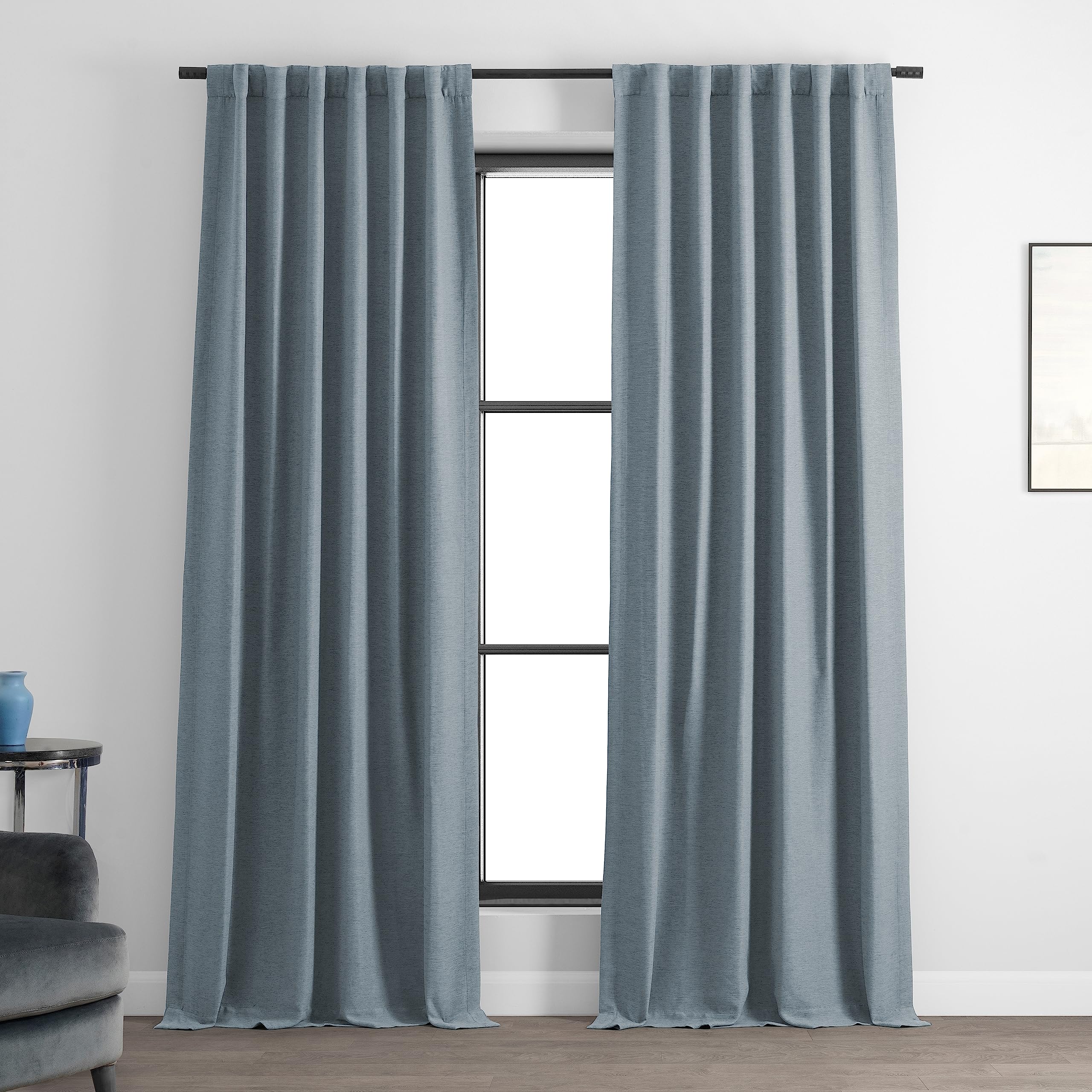 HPD Half Price Drapes Bellino Room Darkening Curtain, Polyester Blend, Gulf Blue, 50" W x 84" L (Pack of 1)