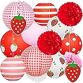 15Pcs Strawberry Paper Lanterns Decor Hanging Decorations for Berry first Birthday Party Supplies