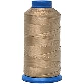 Mandala Crafts Bonded Nylon Thread Khaki Heavy Duty Sewing Threads - 1500 YDs Size 69 210D T70 Tex 70 Thread for Leather Jeans Weaving Outdoor Marine Upholstery Threads
