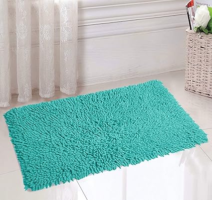 Saral Home Soft Cotton Anti Slip Saggy Bathmat (Turquoise, 40x60cm)