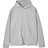 Ohoo Men's Cotton 100% Pullover Hoodie Heavyweight Oversized Sweatshirt No Ribbing No Drawstring Comfy Design French Terry