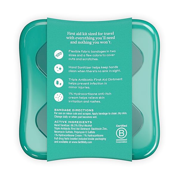 WELLY HUMAN REPAIR KIT – ADHESIVE FLEXIBLE FABRIC BANDAGES, SINGE USE OINTMENTS TRIPLE ANTIBIOTIC, HAND SANITIZER, AND HYDROCORTISONE – 42 COUNT