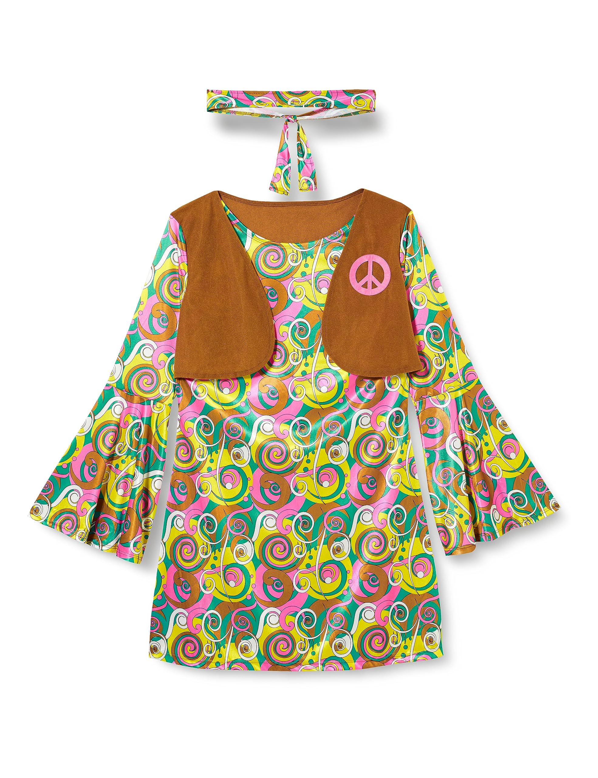Amscan 9906994 - Women's 1960's Psychedelic Hippy Adults Fancy Dress Costume Size: 14-16