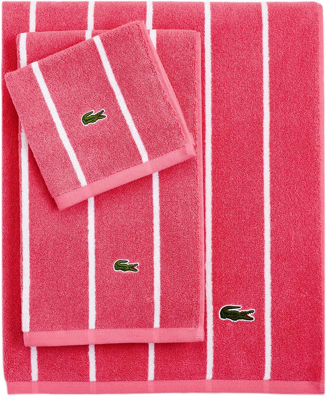 Lacoste Sport Stripe Hand Towel, Fandango Pink Home & Kitchen