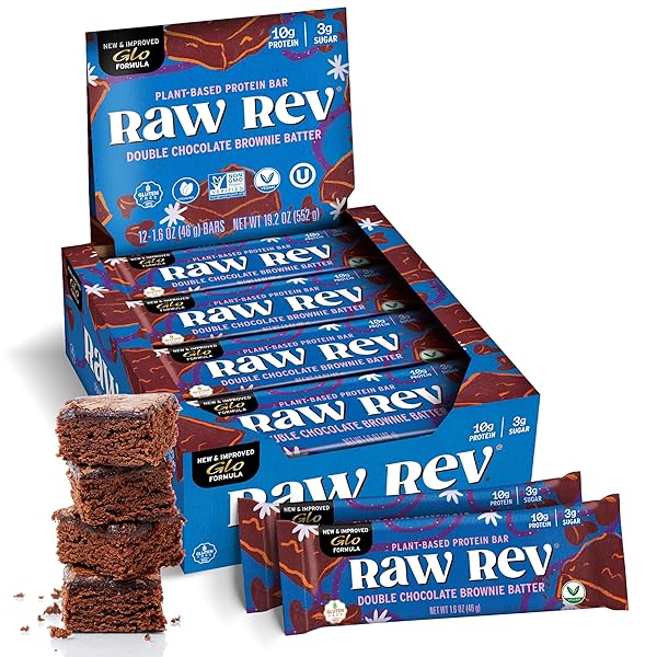 RAW REV VEGAN PROTEIN BARS- DOUBLE CHOCOLATE BROWNIE...