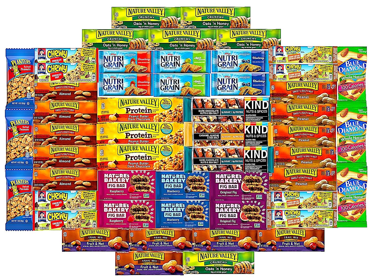 Ultimate Healthy Snacks Bars and Nuts Variety Pack Gift Snack Box - Bulk Sampler (Care Package 53 Count)