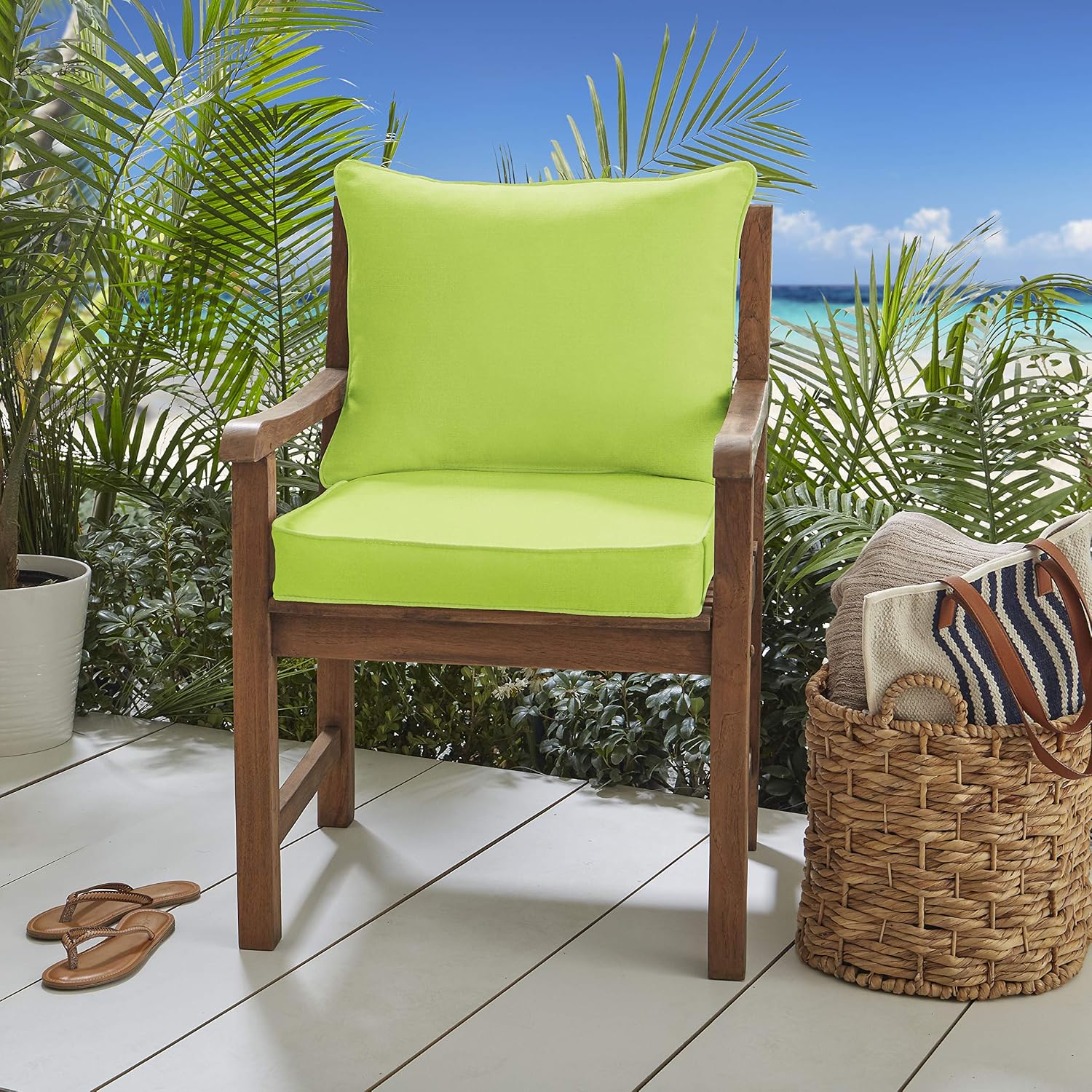 Greendale Home Fashions Outdoor Sunbrella Deep Seat Chair Cushion Set Wheat