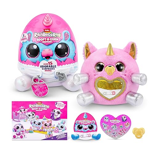 Rainbocorns Adopt-A-Corn Surprise Kitten (Rosie) by ZURU, 15+ Surprises, Collectible Plush, Baby, Surprise Eggs for Girls & Children Ages 3+ (Kitten)