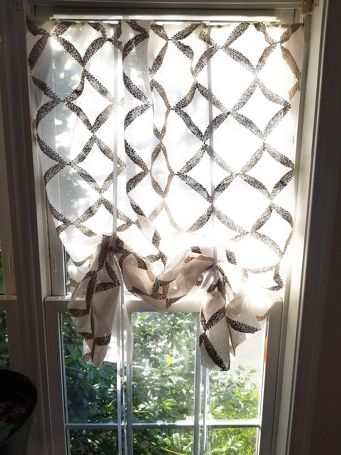 Amazon Com Tie Up Kitchen Curtain Farmhouse Sheer Linen Curtain