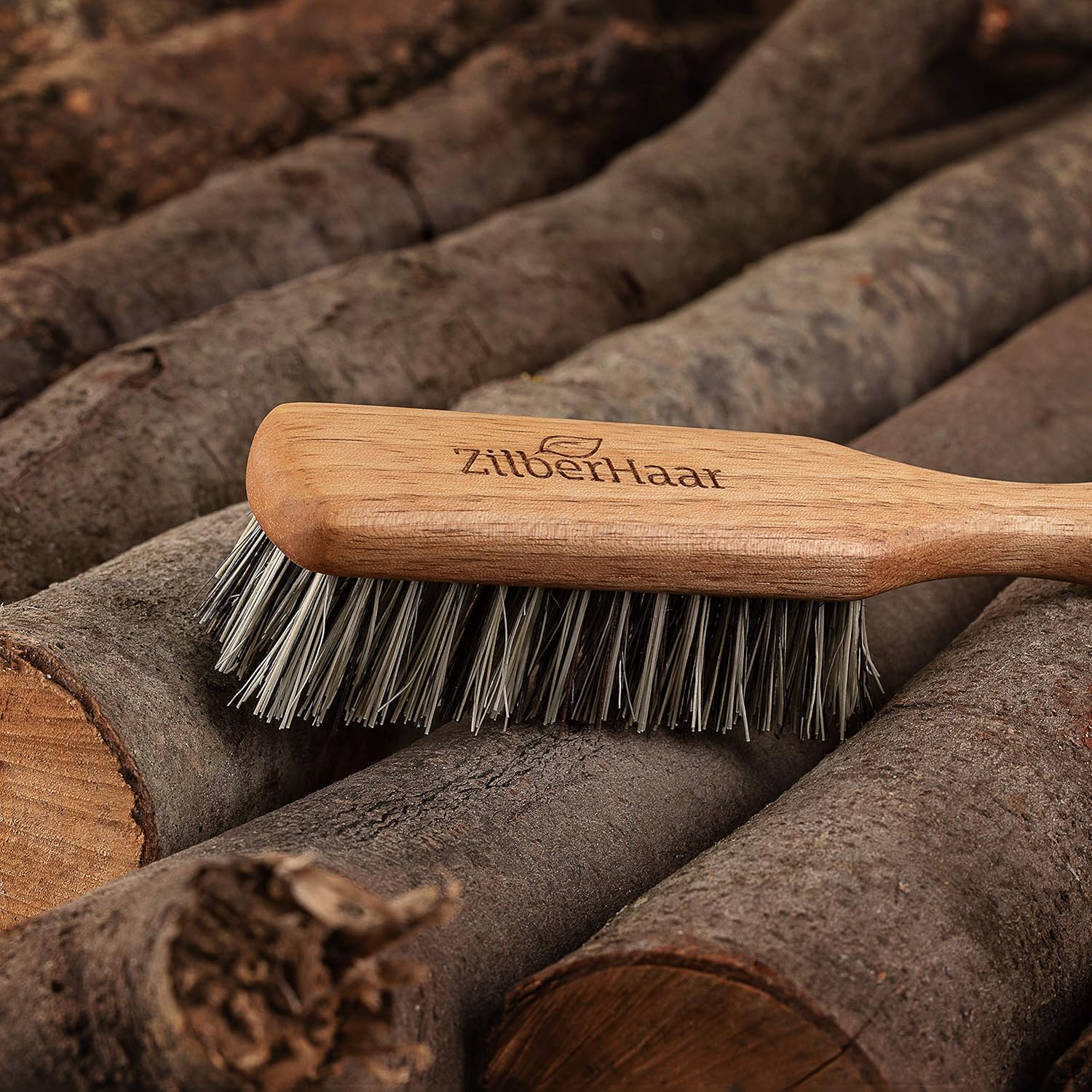 Zilberhaar Vegan Regular Beard Brush Stiff Vegetal Bristles Mexican Tampico Fibers And Deluxe Walnut Wood Animal Free Made In Germany