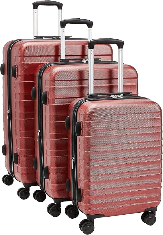 AmazonBasics 20"/24"/28" Luggage Set, Red Luggage Sets