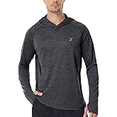 Roadbox UPF 50+ Fishing Shirts for Men, Long Sleeve UV Sun Protection Lightweight Rash Guard Hoodie for Hiking Workout