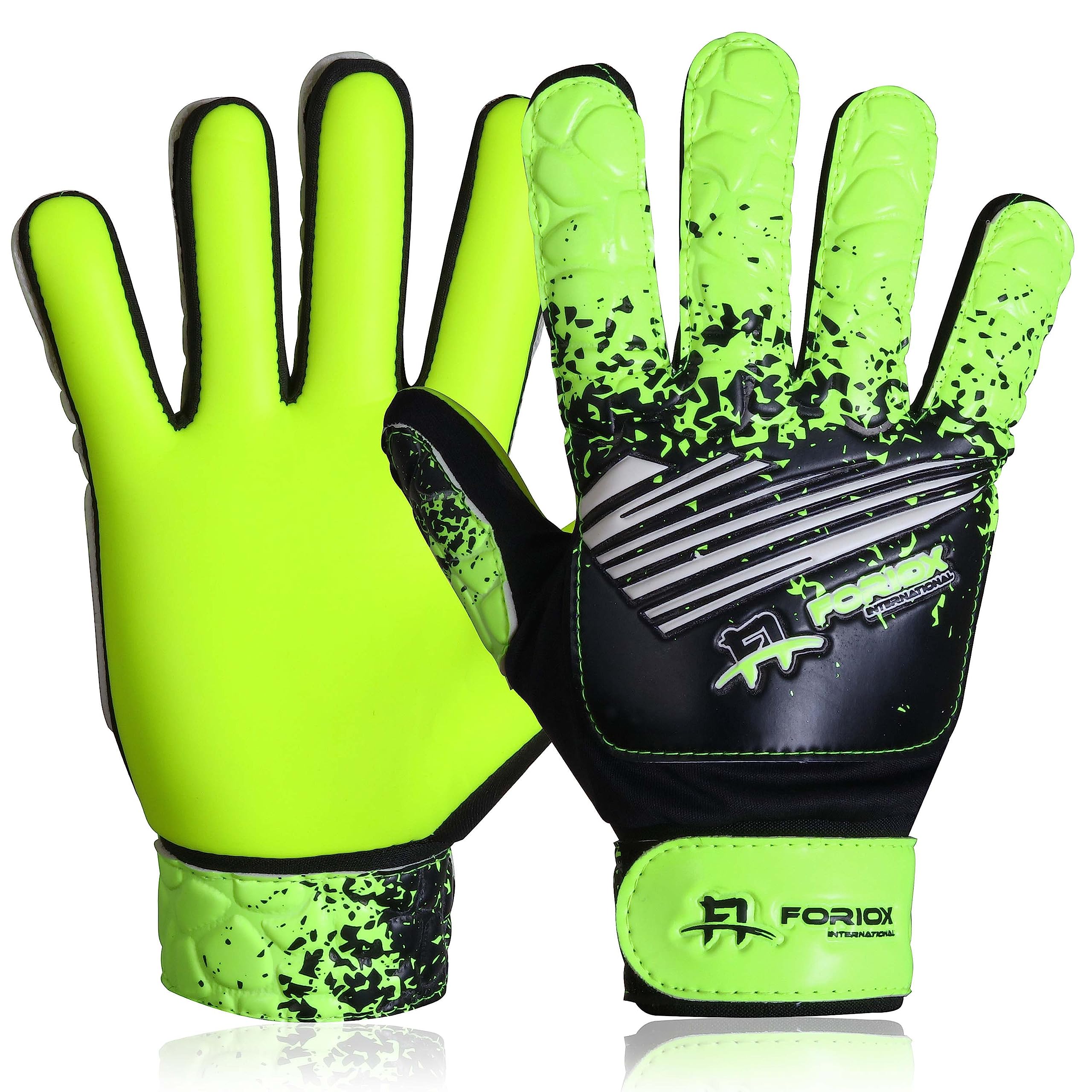 Foriox International Football Goalkeeper Gloves For kids Boys Youth Children Adults Soccer Goalie Glove with Super 3mm Grip Latex Palms Available In Bright Eye-Catching Colors (Yellow, Size 9)