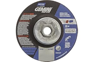 Norton Abrasives - St. Gobain 43585 Gemini Fast Cut Aluminium Oxide Abrasive Type 27 Grinding Wheel, Depressed Center Wheel, Max 13,580 RPM, 5/8"-11 Hub, 4-1/2" Diameter x 1/4" Thick (Pack of 10)