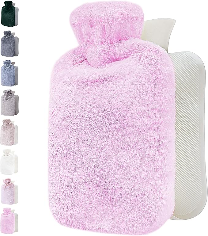 Hot Water Bottle with Fluffy Cover Soft Premium Faux Fur Cover 1.8l