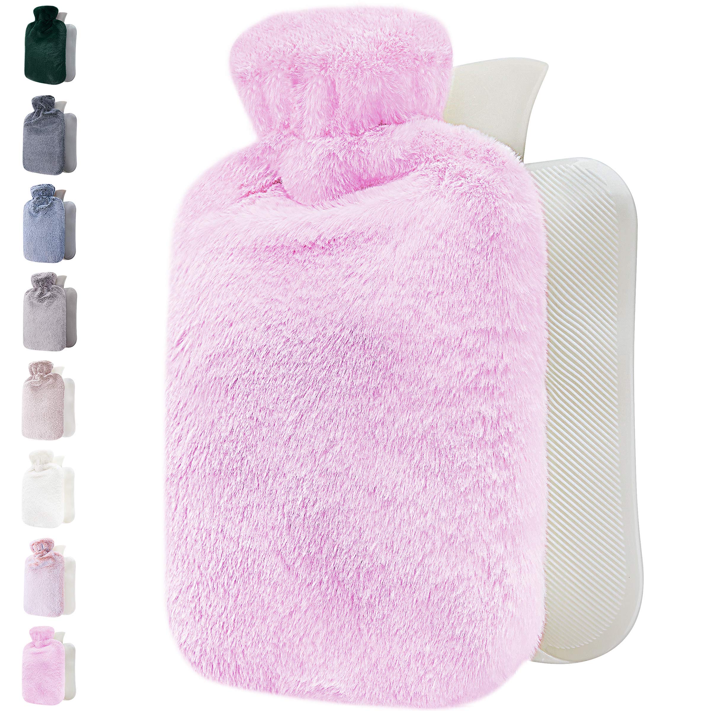 Hot Water Bottle - with Soft Premium Fleece Cover - Candy Pink, 2L - Heating Pad for Menstrual Cramps and Period Comfort - Bed Foot Warmer - Hot & Cold Compress for Back, Stomach, Neck Pain Relief — image 1